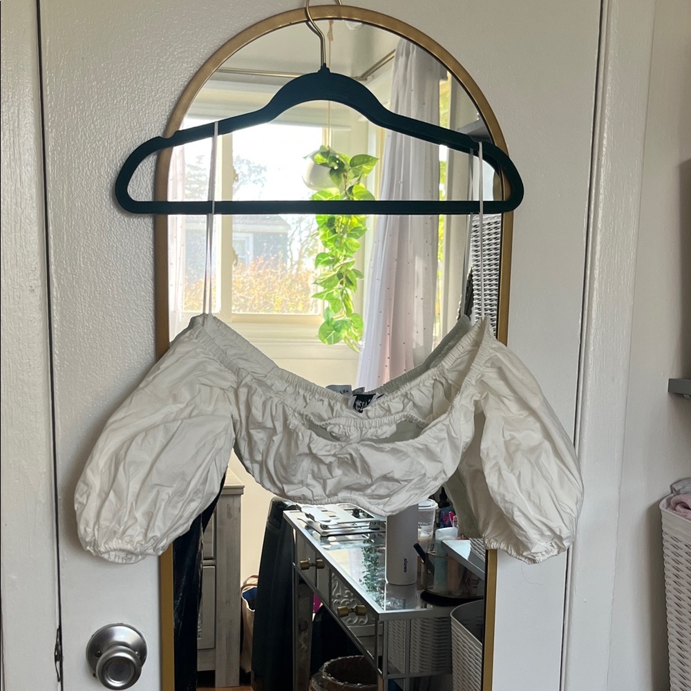 Princess Polly Cream Off-Shoulder Top